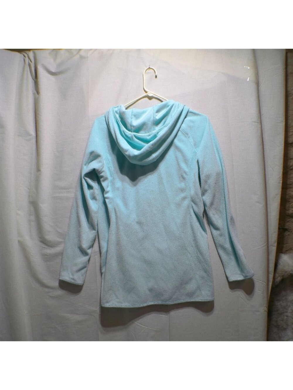 Columbia Hoodie Fleece Velour Athleisure Aqua Medium - Picture 3 of 7